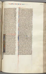 Fol. 364r, Haggai, historisierte Initiale I, Haggai mit einer Schriftrolle auf einem Hybrid stehend