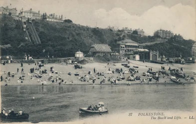 Folkestone. Der Strand und die Aufzüge, spätes 19. - frühes 20. Jahrhundert