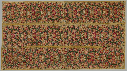 Vier Bordüren von einer Bettdecke, 1700er Jahre