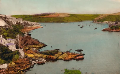 Fowey Hafen vom Schloss aus, um 1930