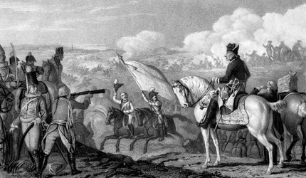 Friedrich II., der Große 1712-1786, König von Preußen ab 1740, in der Schlacht von Rossbach, 1757