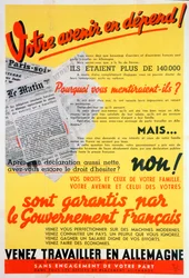 Französische Arbeiter für Deutschland Plakat, ca. 1942-1944