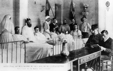 Französische Verwundete, Hilfskrankenhaus, Paris, Frankreich, Erster Weltkrieg, 1914-1918