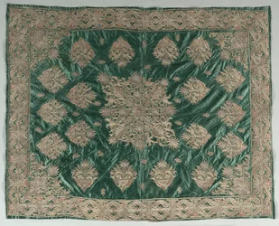 Goldfadenbestickte Decke, 1800er