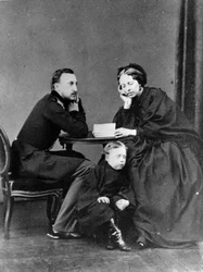 Großherzog Nikolaus Nikolajewitsch der Ältere von Russland mit seiner Frau und seinem Sohn, ca. 1861-1863