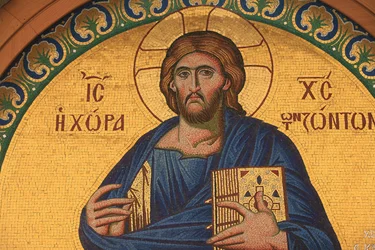 Griechisch-orthodoxe Ikone mit der Darstellung Jesu Christi, Thessaloniki, Griechenland