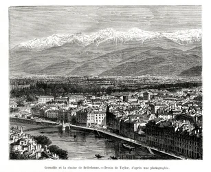Grenoble vom Belledonne-Gebirge, Frankreich