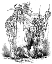 Gruppe von Grenzindianern, spätes 18. Jahrhundert, um 1880