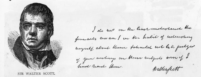 Handschrift und Unterschrift von Sir Walter Scott