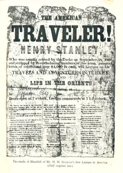 Henry M. Stanley, Flugblatt von der Vortragsreise in Amerika, Entdeckte im Alter von 31 Jahren Dr. Livingstone in Afrika