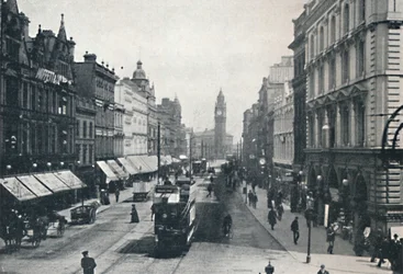 High Street, Belfast, mit dem Albert Memorial in der Ferne, 1917
