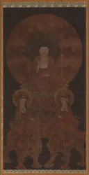 Der historische Buddha Shakyamuni mit den Bodhisattvas Fugen..., Muromachi-Zeit, 15. Jahrhundert
