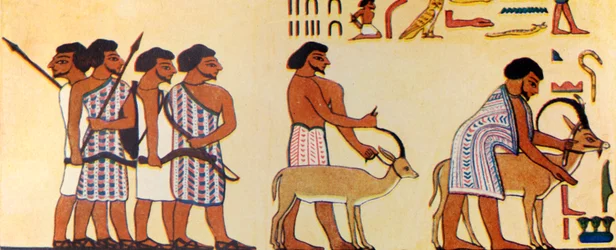 Wie ein alter Ägypter die Ankunft der Israeliten in Ägypten malte, ca. 1930