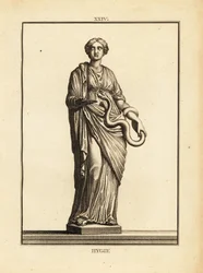 Hygieia, griechische und römische Göttin der Gesundheit und Sauberkeit, Tochter des Gottes der Medizin Asklepios