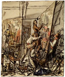 In einem Künstleratelier, 1820er Jahre