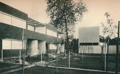 Industrie-Wohnungsbauprojekt in Pessac, in der Nähe von Bordeaux. Architekten, Le Corbusier und Pierre Jeanneret