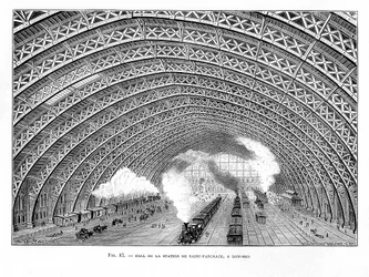 Innenraum des Bahnhofs St Pancras, London, 1865