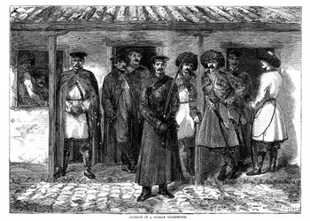 Inneres eines russischen Wachhauses, Krimkrieg, 1855