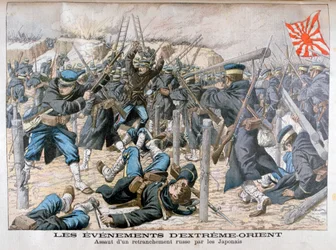 Japanischer Angriff auf eine russische Verschanzung, Russisch-Japanischer Krieg, 1904