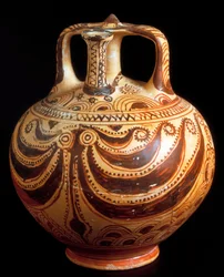 Krug mit einem Oktopus dekoriert