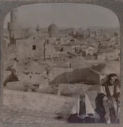Jerusalem von der Schule über der Moschee, zeigt den Turm von Antonio, ca. 1900