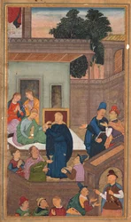 Jesus erweckt die Tochter des Jairus von den Toten, aus einem Spiegel der Heiligkeit Mirat al-quds..., 1602-16