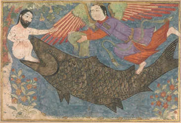 Jona und der Wal, Folio aus einem Jami al-Tavarikh Chronikkompendium, ca. 1400