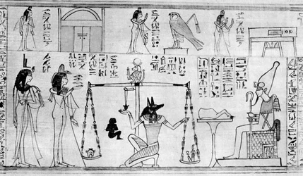 Urteil der Toten, aus dem Tempel von Deir-el-Bahari, Ägypten, um 1025 v. Chr. 1936