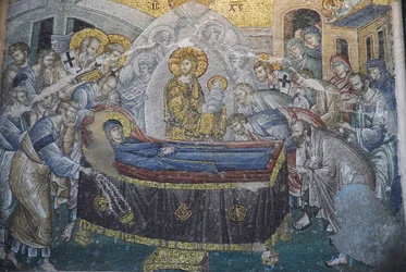 Kariye Camii (Kirche des Heiligen Erlösers in Chora) Fresko: Entschlafung (Tod Marias), Istanbul, Türkei