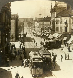 Karl-Johan-Straße, W.N.W. zum Königspalast, Christiania, Norwegen, ca. 1905