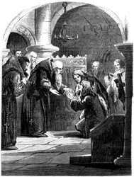 König James II. in der Abtei von La Trappe, Frankreich