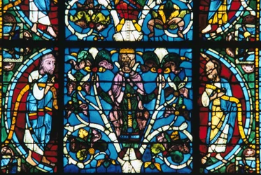 König Salomo, Buntglas, Kathedrale von Chartres, Frankreich, 1145-1155