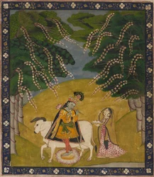 Krishna werden Kuchen angeboten, 19.-20. Jahrhundert