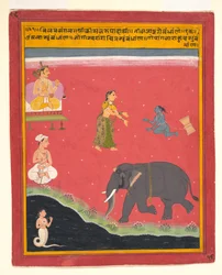 Krishnas irdische Bindungen, Seite aus einem verstreuten Bivamangalastava, 1695-1700