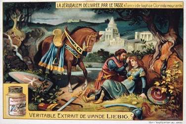 La Jerusalem deliveree par le Tasse, Tancrede tauft die sterbende Clorinde. 19. Jahrhundert