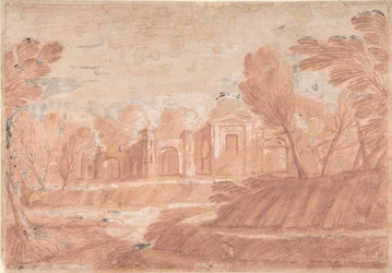 Landschaft mit architektonischer Struktur, 17. Jahrhundert