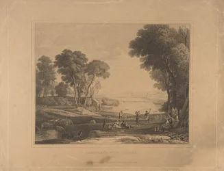Landschaft mit Figuren nach Die Hochzeit von Isaak und Rebekka