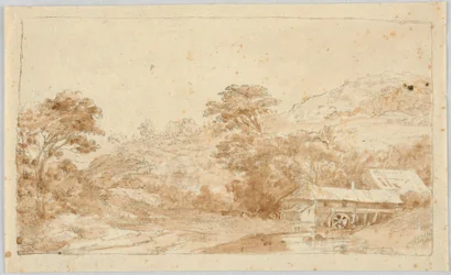 Landschaft mit Wassermühle