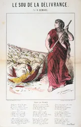 Le Sou de la Délivrance Karikatur und Liedblatt, Deutsch-Französischer Krieg, 1870-1871