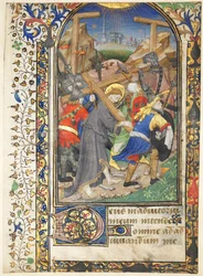 Blatt aus den Tarleton-Stunden: Christus trägt das Kreuz Terz, Marienoffizium, um 14