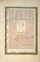 Blatt aus einem Beatus-Manuskript: Tabelle des Antichristen, ca. 1180