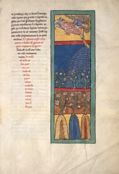 Blatt aus einem Beatus-Manuskript: Der erste Engel bläst die Trompete