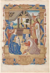 Blatt aus einem Stundenbuch: Anbetung der Heiligen Drei Könige recto, um 1510