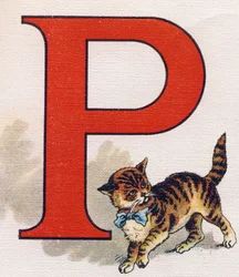 Buchstabe P: kleines Kätzchen. Gravur in "ABC L