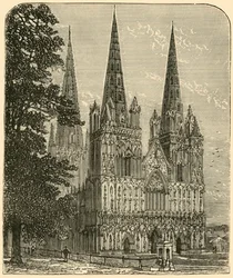 Lichfield Kathedrale - Die Westfront, 1898