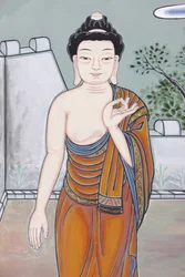 Leben des Buddha. Die Geste der Debatte, die die Lehren des Buddha erklärt (Vitaka Mudra)