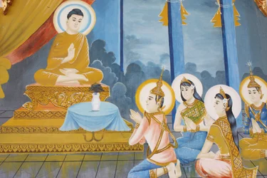 Leben des Buddha, Lehre des Dharma an seine Familie, Siem Reap, Kambodscha