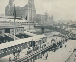 Liverpool Anlegestelle, eine der interessantesten Flussfronten in Großbritannien, 1937