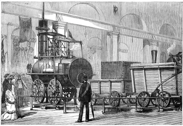 Locomotion, die erste Dampflokomotive, beim Eisenbahnjubiläum, Darlington, Durham, 19. Jahrhundert