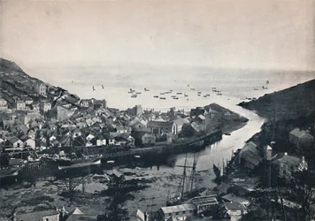 Looe - Blick von den Hügeln, zeigt die Mündung, 1895